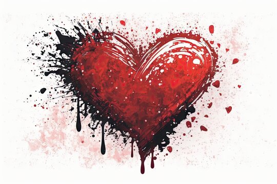 Valentine's day grunge background with heart and blots