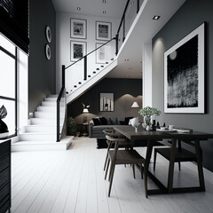Minimalistic Modern Home: An Interior Design Illustration Created with Generative AI