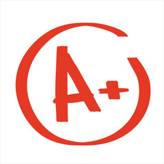 Obraz premium A Plus Red Grade Mark. School excellent test and exam.
