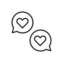 Editable Of Love Chat Icon, Line Art Icon Using For Presentation, Website And Application