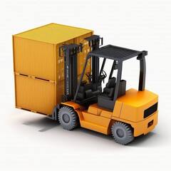 Forklift truck on a white background. Generative AI.