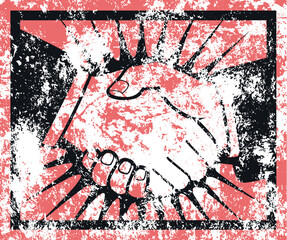 Handshake black and white vector illustration