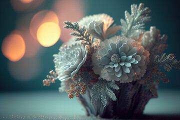 Fototapeta premium Dusty Miller Flowers, Illustration, Generative AI