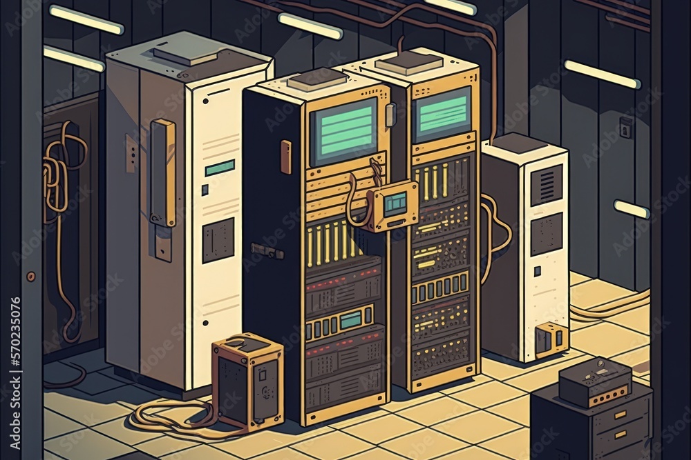 Poster server room in a data center. generative ai