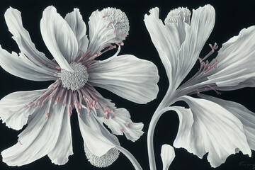Dusty Miller Flowers, Illustration, Generative AI