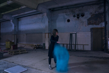 Dancing with a Ghost in the darkindustrial building