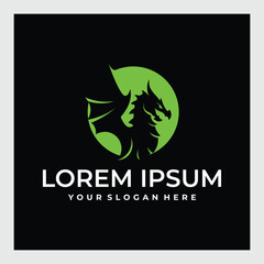 Snake dragon, round logo, symbol on a dark background.