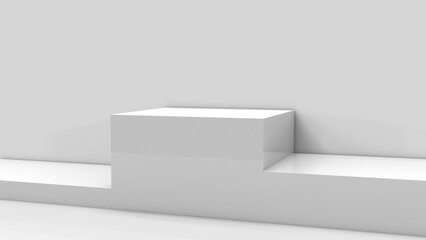 Podium in abstract white or grey composition. 3D render graphic image.