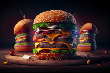 Burgers delicious food .Generative AI