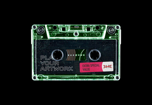 Cassette Tape Compact Case Audio Record Mockup Template