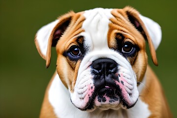 Cute puppy dog ​​portrait of the breed of French Bulldog. Close up. Beautiful dog photo ideal for advertising spot, banner and advertising. Generative Ai
