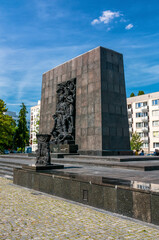 Fototapeta na wymiar Monument of the Ghetto Uprising, Warsaw, Masovian Voivodeship, Poland 