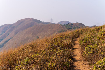 beautiful view of Western ghats mountain range seen from Devarmane Peak, Karnataka, India.