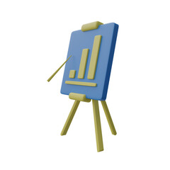 3D icon rendering of presentation board. realistic cartoon presentation board stand