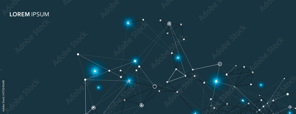 Poster vector digital connect lines on blue background. abstract technology design