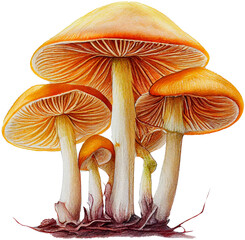 mushroom color pencil drawing isolated