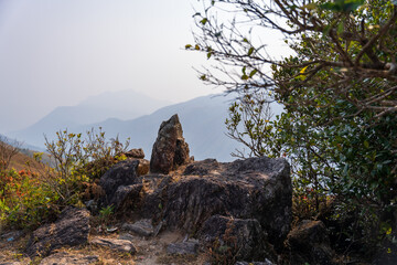 beautiful view of Western ghats mountain range seen from Devarmane Peak, Karnataka, India.