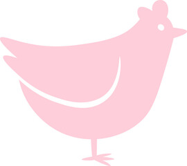 Domestic chicken shape flat icon Cartoon animal silhouette