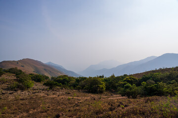 beautiful view of Western ghats mountain range seen from Devarmane Peak, Karnataka, India.