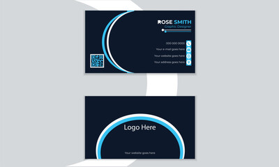 Fototapeta premium Creative and Clean Business Card Template. Elegant minimalistic clean dark blue business card Vector double-sided.