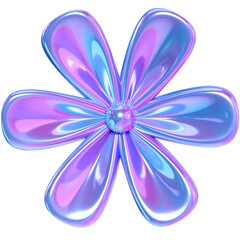 3D flower holographic. transparent background