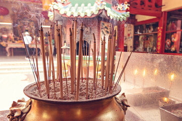 Insence burning in Chinese temple in Malaysia
