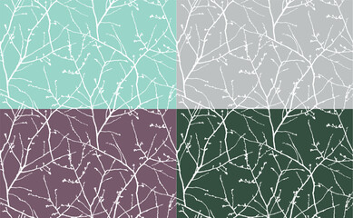 plant ornament branches black and white pattern