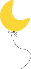 Moon shape helium balloon flat icon Children toy or decoration