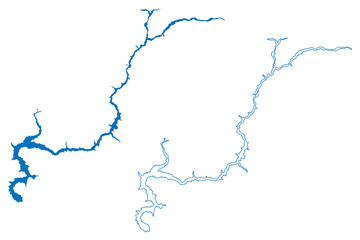 Lake Dworshak Reservoir (United States of America, North America, us, usa, Idaho) map vector illustration, scribble sketch Dworshak Dam map