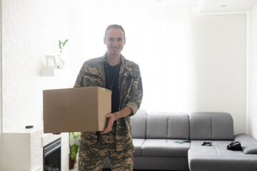 military man with a box