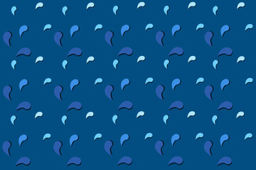 Seamless pattern with water drops on blue background. Abstract backdrop with water texture. Art water concept. 