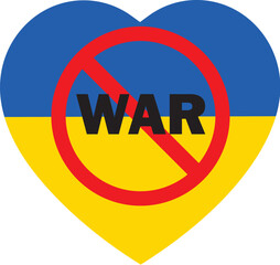 Ukrainian flag in heart icon. Stop the war in Ukraine symbol. Vector