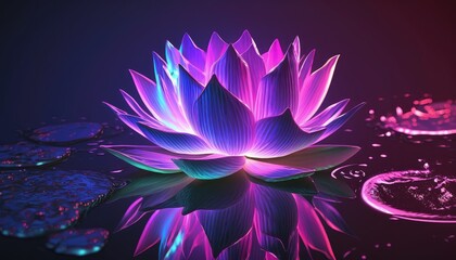 Purple pink spectral lotus flower. Generative AI