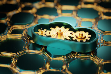 Cloud computing software. Cloud technologies concept. 3d cloud computing service management. 3D rendering.