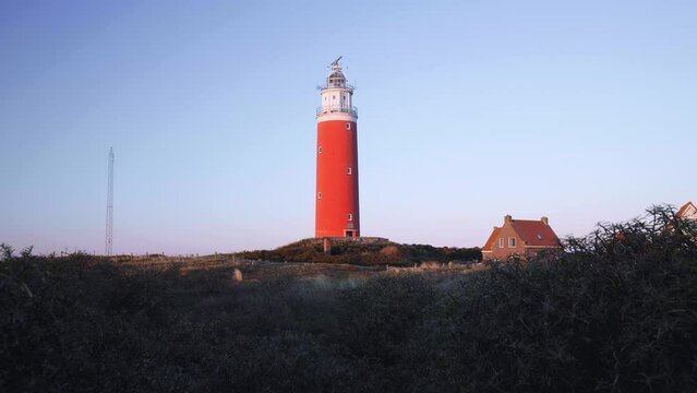 A red lighthouse, bright shot