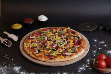 mix pizza with sauces 