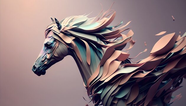 Horse animal abstract illustration minimalistic geometric background generative ai