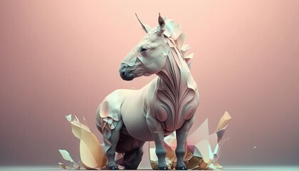 Fototapeta na wymiar Horse animal abstract illustration minimalistic geometric background generative ai