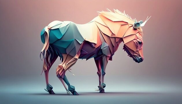 Pony animal abstract illustration minimalistic geometric background generative ai