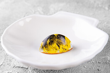 natural organic handmade candy lies on a white plate