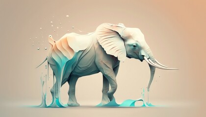 Obraz na płótnie Canvas Elephant animal abstract tusk mastodon illustration minimalistic geometric background generative ai