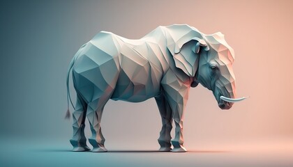 Obraz premium Elephant animal abstract tusk mastodon illustration minimalistic geometric background generative ai
