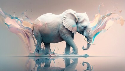  Elephant animal abstract wallpaper in pastel colors generative ai