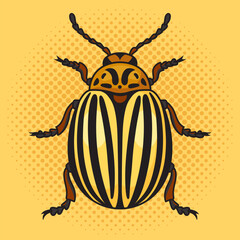Colorado potato beetle bug pinup pop art retro vector illustration. Comic book style imitation.