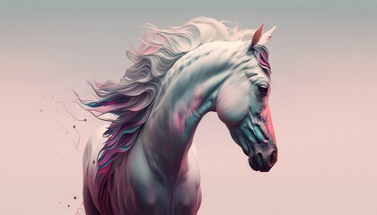 Obraz na płótnie Canvas Horse animal abstract wallpaper in pastel colors generative ai 