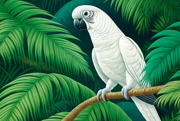 Modern digital painting of parrots. cockatoo, animal painting canvas art, Generative AI