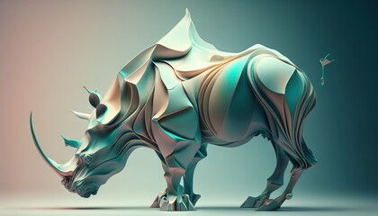 Rhinoceros animal abstract wallpaper in pastel colors generative ai 