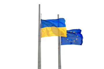 Flags of Europe and Ukraine in PNG isolated on transparent background