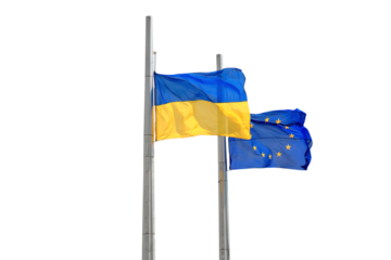 Flags of Europe and Ukraine in PNG isolated on transparent background