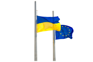 Flags of Europe and Ukraine in PNG isolated on transparent background